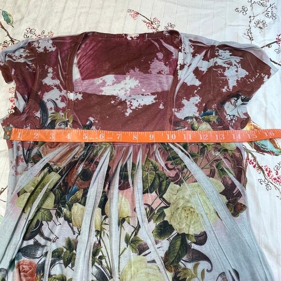 Casual Freedom Silk Blend Blouse Womens Size Small Rose Pattern Square Neck Top - Picture 8 of 13